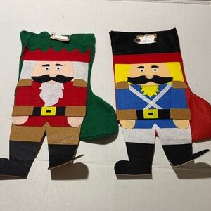 Festive Nutcracker Felt Christmas Stockings set of 2